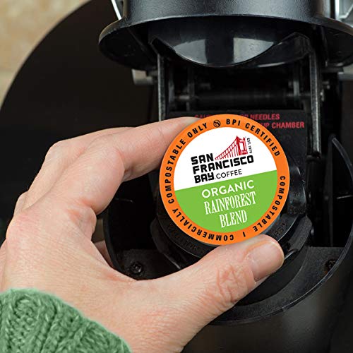 Image of San Francisco Bay Coffee OneCUP Organic Rainforest Blend 12 Ct Medium Dark Roast Compostable Coffee Pods, K Cup Compatible including Keurig 2.0 (Pack of 2)