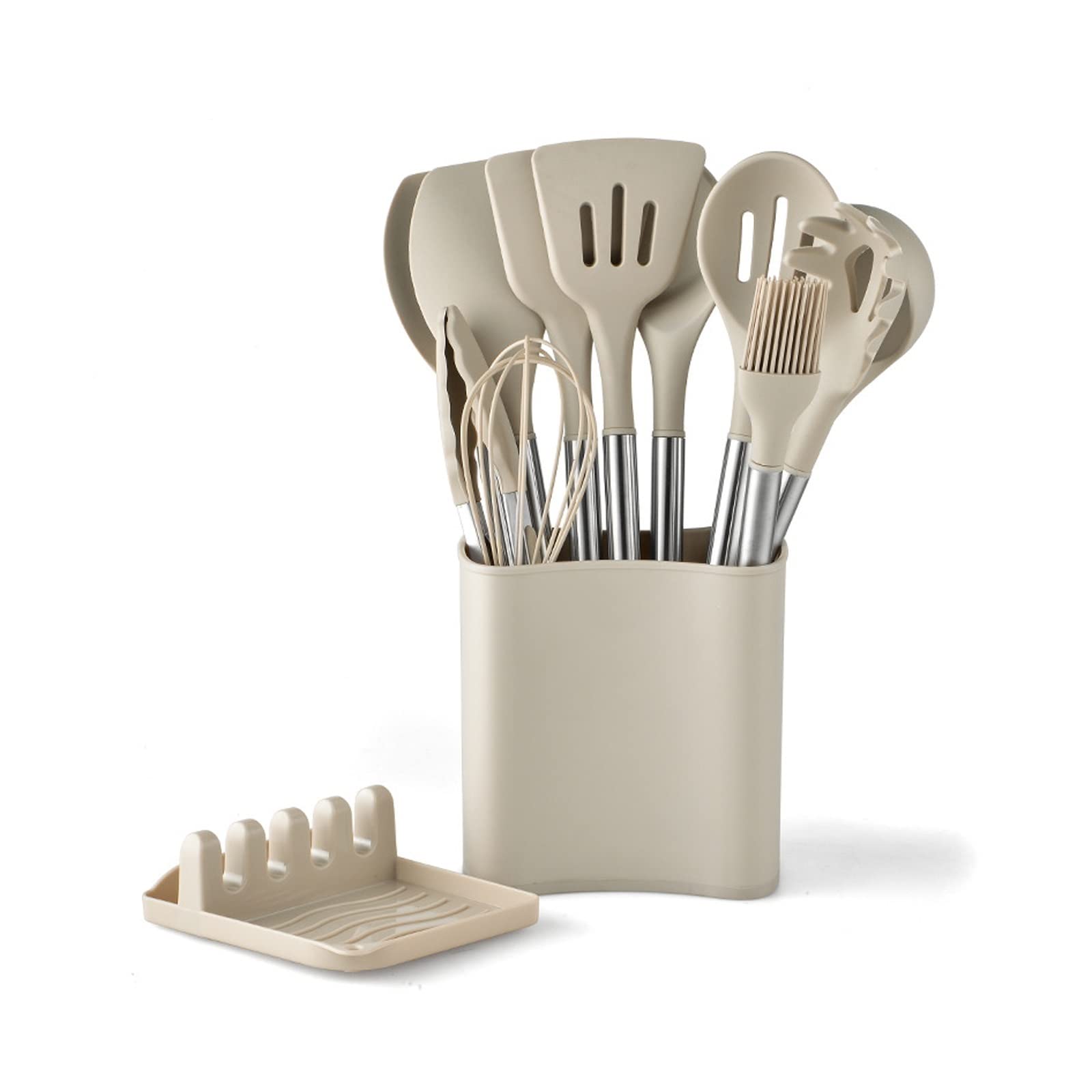 GTHTUHFD Kitchen Utensil Set, 12 Pcs Silicone Cooking Utensils, Kitchen Utensils Set With Stainless Steel Handle,Silicone Utensil Set, Cooking Utensil Set,Kitchen Tools Gadgets F