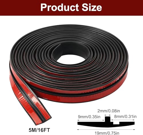 Jinsion 5M/16FT Rubber Sealing Strip, Car Seal Strip, Windshield Weather Rubber Seal, for Car Front Rear Windshield Sliding Doors - Image 2
