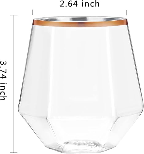 Miniatura 2 de Brittany 40 copas de vino de plástico sin tallo con forma de diangre vasos de plástico de color oro rosa champán whisky irrompibles elegantes