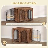 Hzuaneri Hundekäfig Möbel, 80cm Hundebox für Zuhause, 3 Türen, Bogentür, Moderne Hundebox Indoor für Hunde, Beistelltisch, Hundekäfig Hochbelastbar, 80 x 56 x 61 cm, Vintagebraun DFC85101B