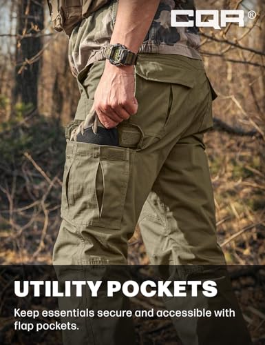 Image of CQR Men's Tactical Pants, Water Resistant Ripstop Cargo Pants, Lightweight EDC Work Hiking Pants, Outdoor Apparel
