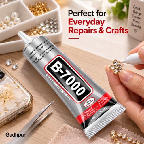 Image of B7000 Glue 50 ml for Phone Repair and Craft Projects, Precision Tip Multipurpose Adhesive for Jewellery, Rhinestones, Beads, Fabric, Shoes, Glass, Stone, Metal and Plastic