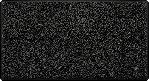 Image of TIB Cushion Noodle Mat for Home Entrance | Heavy Duty Anti-Slip Washable PVC Floor Mat for Bathroom, Kitchen, Bedroom & Office | Water Absorbent Indoor Outdoor Door Mat,Black,4x15 Feet