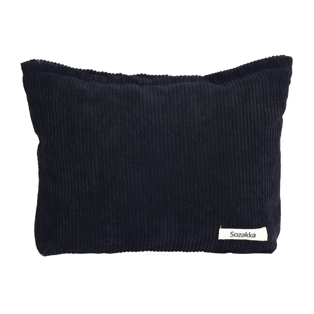 LYDZTIONVelvet Makeup Bag Cosmetic Bag for Women,Large Capacity Canvas Makeup Bags Travel Toiletry Bag Accessories Organizer,Black