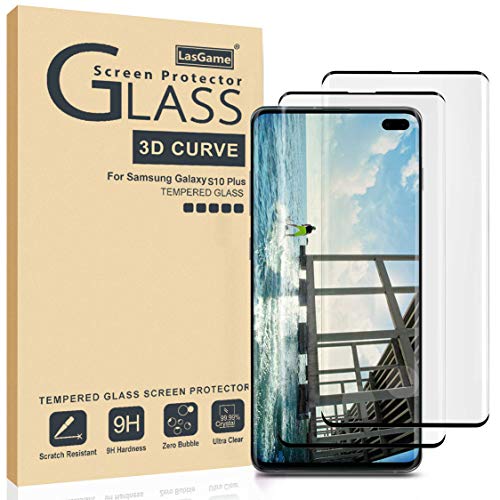 LasGame Galaxy S10 Plus Screen Protector Tempered Glass,[2-Pack][Anti-Fingerprint][No-Bubble][Scratch-Resistant] Glass Screen Protector for Samsung Galaxy S10 Plus