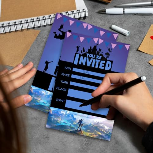 image for WKGDQSSS Gaming Theme Birthday Party Invitations 20-Pack with Envelope