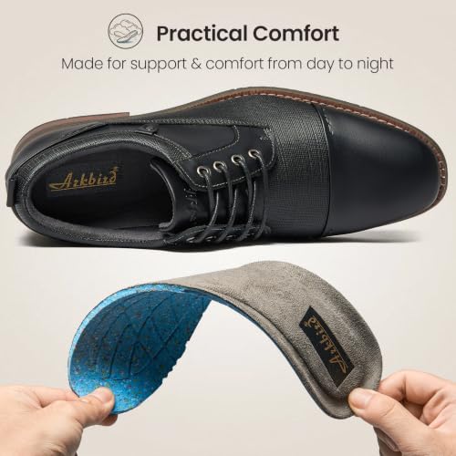 Image of Arkbird Men's Genuine Leather Oxford Dress Shoes - Lace-Up Business Formal Shoes for Office, Work & Daily Commute