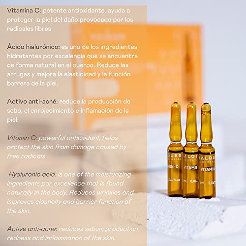 Valquer Laboratorios Vitamin C Facial Ampoules Facial Serum Antioxidant and Conditioner All Skin Types With Hyaluronic Acid Antiacne - Image 4