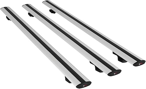 Compatible with Dacia Sandero Stepway 2 2012-2020 Basic Model Universal Cross Bar Car Top Luggage Carrier Rails Roof Racks Grey Aluminium 3 Bars