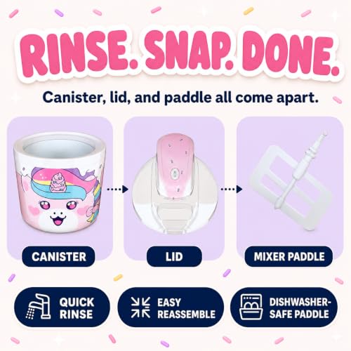 Image of Unicorn Electric Ice Cream Maker Machine for Kids - Countertop, Pink | A fun kids ice cream maker machine for homemade soft serve, sorbet, gelato & frozen yogurt. 1.2 qt small easy to use & clean