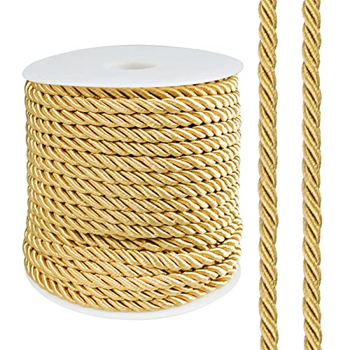 25m Cuerda Trenzada de Nailon, Cuerda Trenzada Decorativa de 5 mm, Hilos de Trenzado Decorativa de 3 Capas para Adornar Disfraces Decoración del Hogar Tapicería Cover
