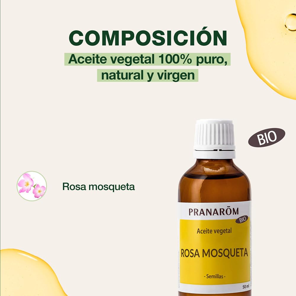PRANAROM - Rosa Mosqueta Bio - Aceite Vegetal - Belleza De La Piel - Antiedad - Para una Piel Radiante Todos los Días - Rico En Omega 3, 6, 9-50ml — view 4