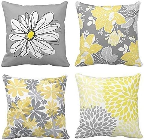 yellow grey throw pillows