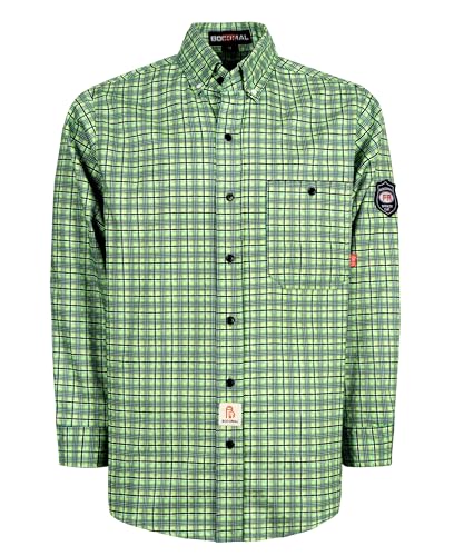 Image of BOCOMAL FR Shirts Flame Resistant NFPA2112/CAT2 6.5oz Light Weight Printed Fire Retardant Plaid Shirt