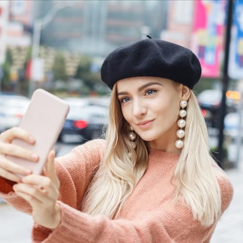 Image of Jolbndcv 6PCS Beret, French Beanie, Outdoor, Winter, Fashion Lady Hat | One Size Fits Most,Solid Color,Stretchable,for All Season