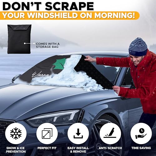 Image of EcoNour Car Windshield Cover for Ice and Snow| Windshield Cover|600D Polyester Car Snow Cover|Water,Heat & Sag-Proof Christmas Decor Car Accessories|Winter Windshield Covers|Medium 69 inchx42 inch