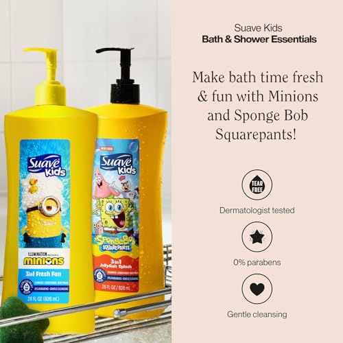 Image of Suave Kids 3-in-1 Variety 2-Pack - Minions Fresh Fun + SpongeBob SquarePants JellyFish Splash Tear-Free Shampoo, Conditioner & Body Wash, 28 Oz Ea