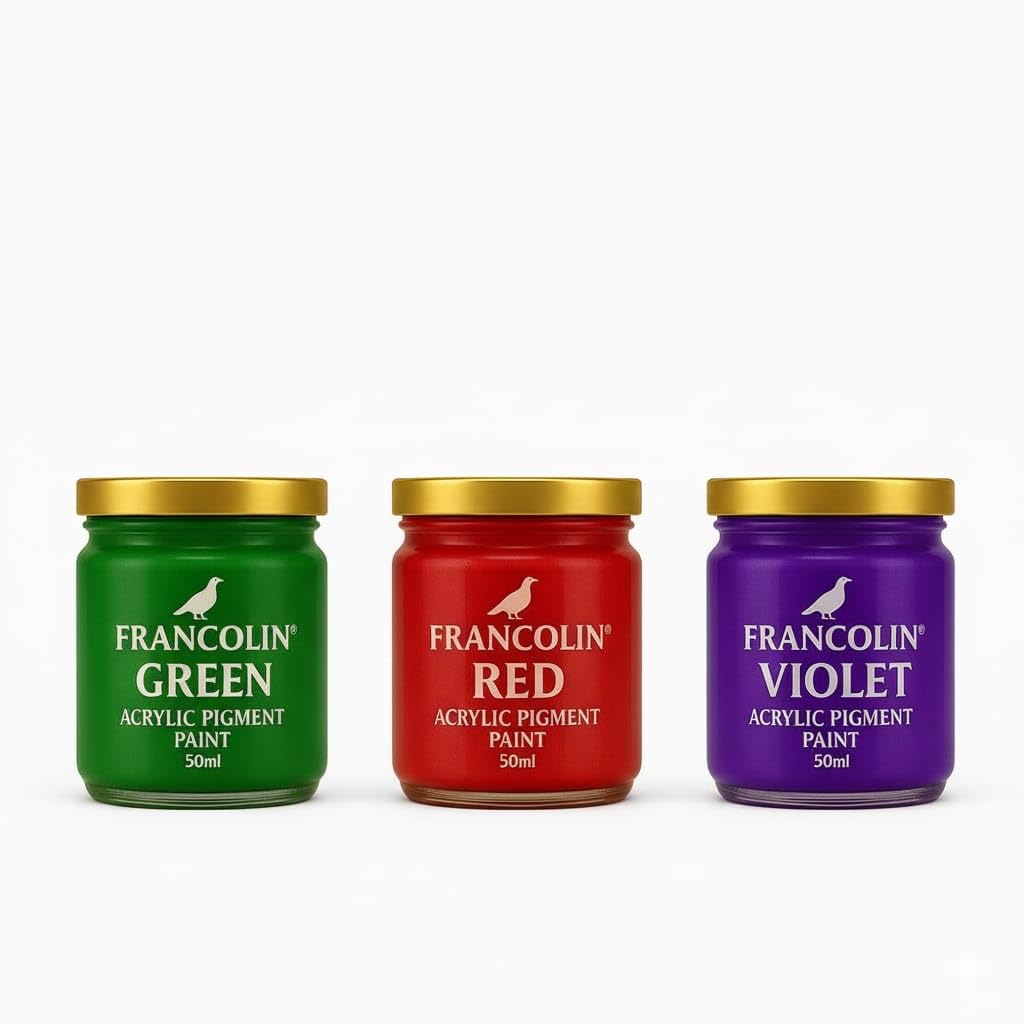 Francolin®️ Acrylic Pigment Paint 3x50ml – Premium Artist Grade Pigment Paste for Resin, Epoxy, Craft & Art Projects – Rich, Smooth, Long-Lasting Color - Green, Red & Violet-image-12