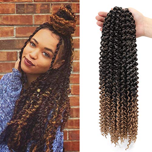 4 Packs Passion Twist Hair Ombre Hair 18 Inch Long Braids Hair for Passion Twist Curl Crochet Braiding Synthetic Fiber Natural Hair Extensions (T1B/33)