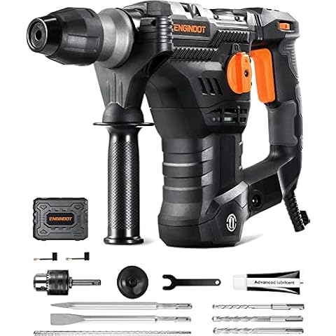 ENGiNDOT SDS-Plus Rotary Hammer Drill 1500W 6J, 4 in 1 Multi-Functional Heavy Duty Hammer Drill with Safety Clutch and Vibration Control,Perfect for Concrete, Tile Removal, Wall Brick, Stone, Metal Cover