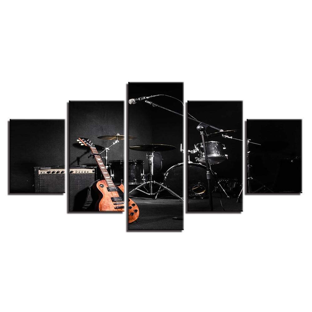 Toile murale rouge drum guitare pour habiller un grand mur vide avec style