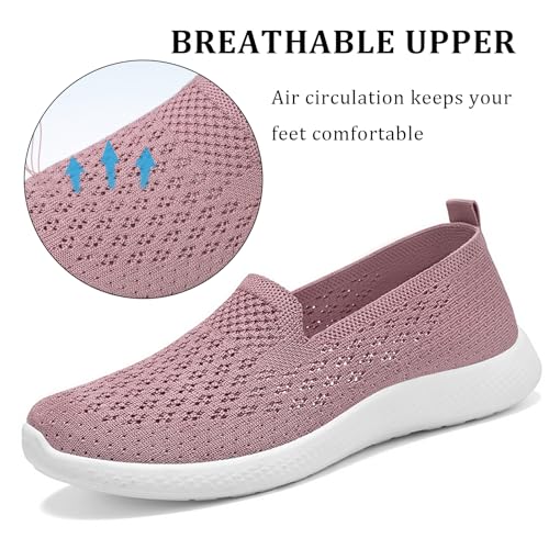 Women's Knitted Slip On Orthopedic Walking Shoes Breathable Mesh Round Toe Low Top Flat Shoes Soft Sole Non-Slip Sneakers Loafers Comfortable Lightweight4