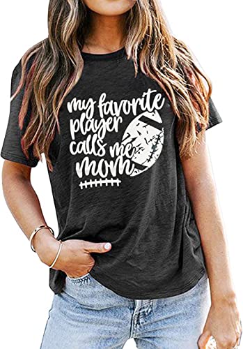 Football Mom Shirts Gameday T Shirt My Favorite Player Calls Me Mom Letter Printed Graphic Mama Short Sleeve Tee Tops2