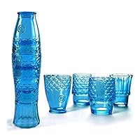 青ガラス　瓶・コップセット【欠けあり】 青ガラス 瓶・コップセット【欠けあり】