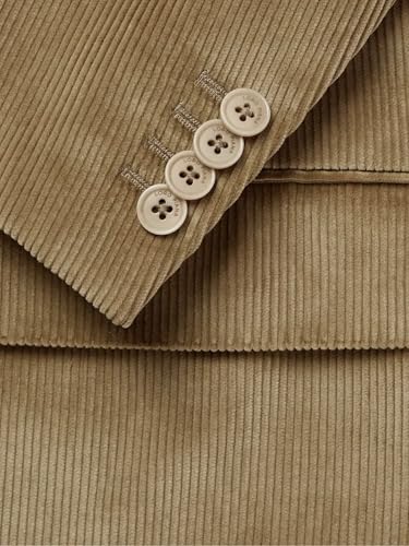 Men's Corduroy Blazer Vintage Coat Regular Fit Suit 2-Button Jacket for Wedding Parties3