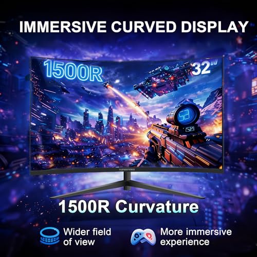 Image of XUNDEFINED 32 Inch 4K 60Hz Curved Monitor, UHD(3840 x 2160) VA Computer Monitor, 3000:1 Contrast, sRGB 120%, Blue Light Filter, Free-Sync with HDMI, DisplayPort for Home and Office