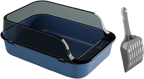 Leefasy Caja de arena para gatos con parte superior abierta, inodoro grande, caja de arena para gatos, suministros para mascotas, contenedor de