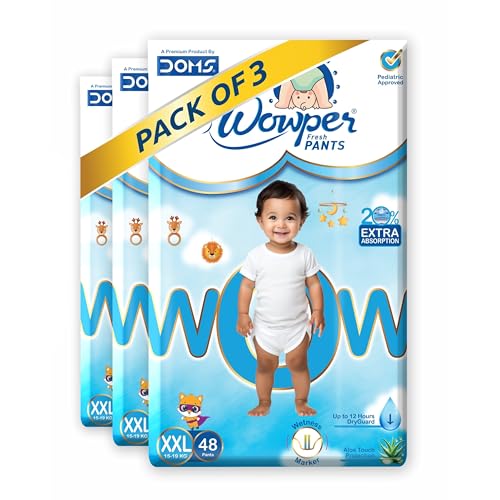 Image of Wowper Baby Diaper Pants | 144 XXL Size | Wetness Indicator | Anti Rash |up to 12 hrs Absorption | 15-25 Kg | Super Soft Diapers