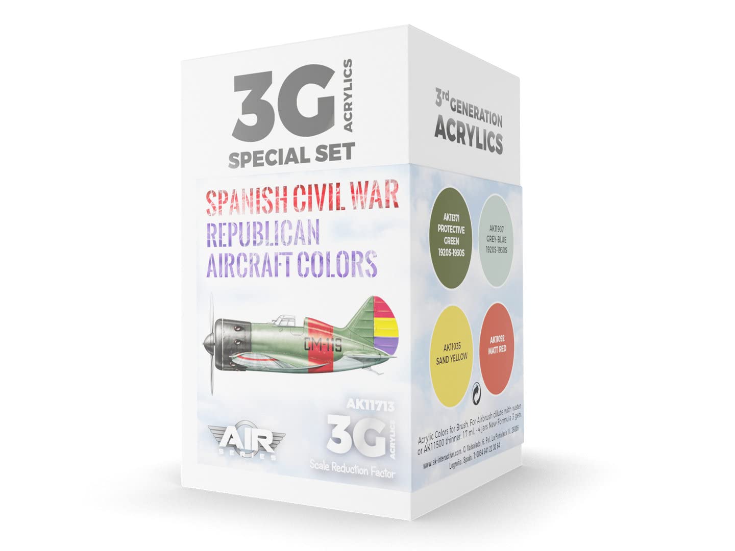 AK Interactive AK11713 - Spanish Civil War Republican Aircraft Colors Set 4x17ml