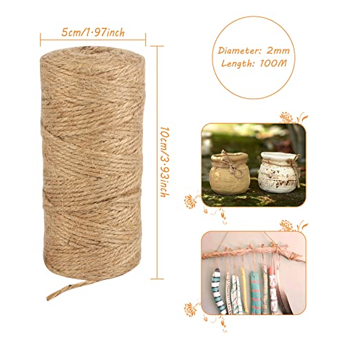 Anruyi 3 Stück Natur Juteschnur Geschenk Kordel 100 Meter Garden Cord Garten Bindfäden 3-lagiges 2mm Braun Bastelgarn Hanfseil Verpackungsschnur Gartenschnur für DIY Basteldekoration – Bild 6