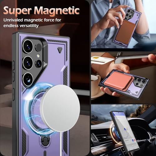 Image of for Samsung Galaxy S24 Ultra Case Magnetic with stand, with Mag-Safe, with Screen Protector, Wireless Charging, Shockproof for Samsung S24 Ultra 5G Phone Case, Ring Holder Cover, for Samsung S24 Ultra