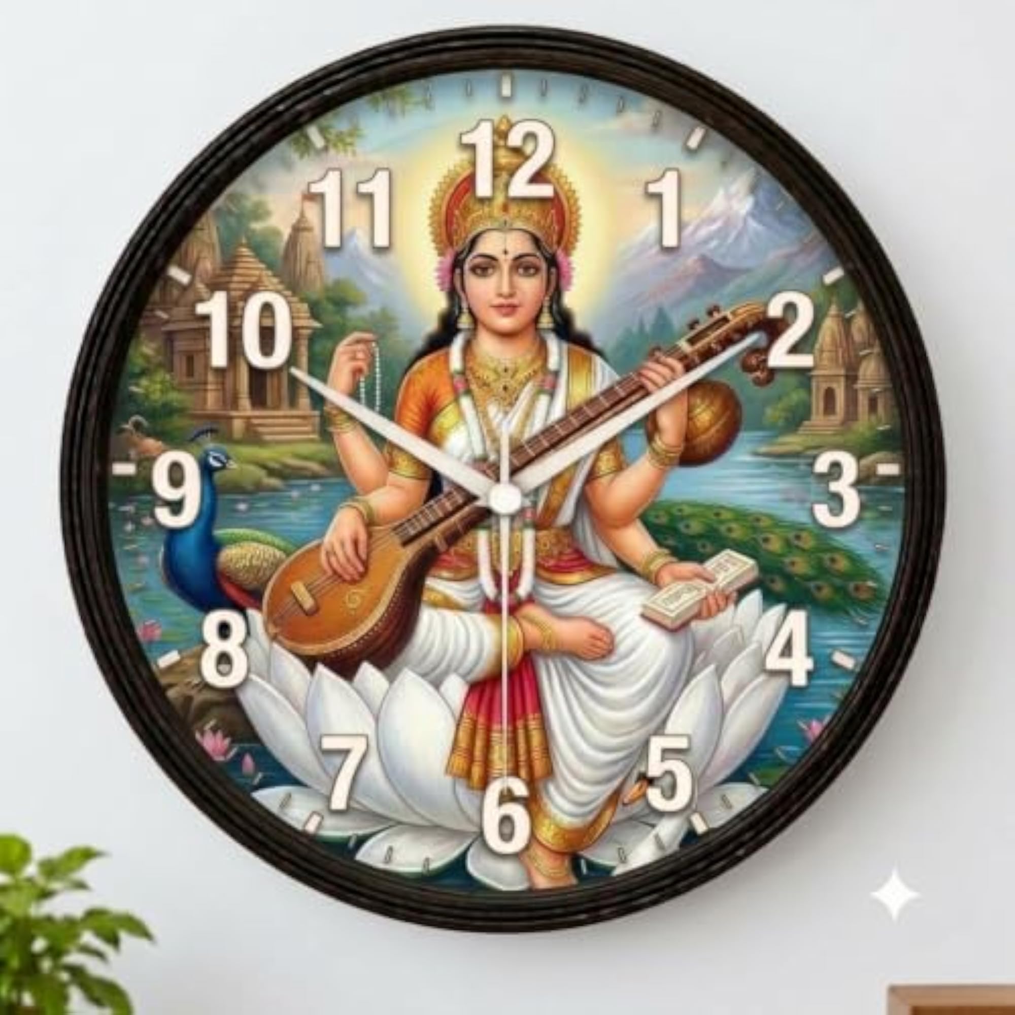 Maa Saraswati Designer Wall Clock for Home and Office