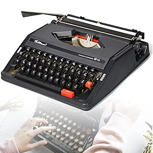 AZQOHMIS Máquina de Escribir Mecánica Inglesa, Manual Tradicional, Clásica, Nostálgica, Portátil, Retro, de Uso Normal, Color Negro.