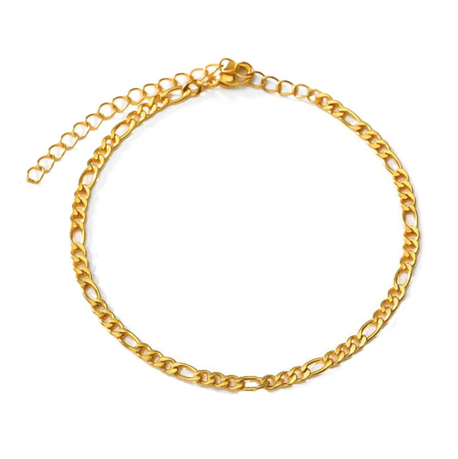 18 K Gold Au750 - Cavigliera boho 30 cm, oro giallo Au750, cavigliera da donna, estiva, spiaggia, per adolescenti e ragazze