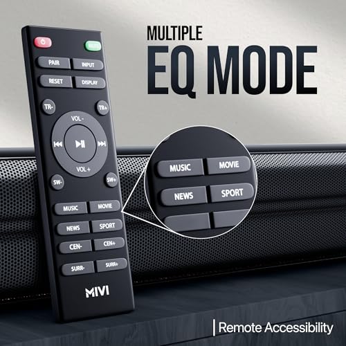 Image of Mivi Fort Hip-Hop 6000 Home Theatre [2025 Launch], 600 Watts Soundbar with cinematic sound, 5.1 Channel, Multiple EQ & Input Modes, BT v5.3, Remote Accessibility, Made in India Sound bar for TV