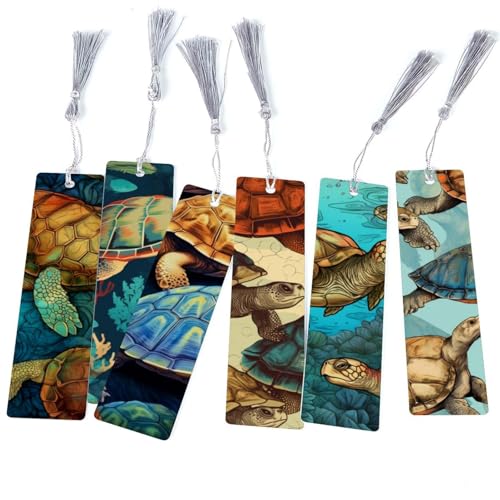 Marque-pages tortue de mer à pompons : lot de 6 accessoires pour livres et cadeaux enfants