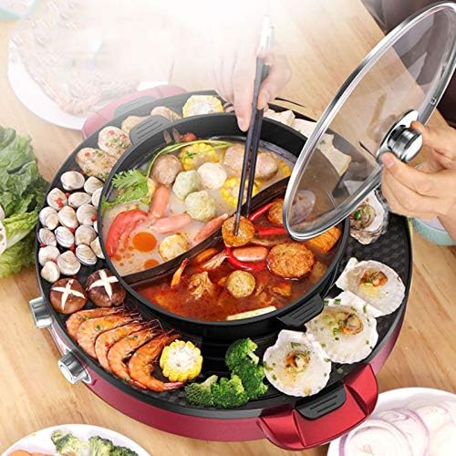 Multifunctional Electric Hot Pot Grill Pan - Smokeless Indoor Korean BBQ with Dual Temperature Control & Divider for Family Gatherings, Parties, and Easy Cooking