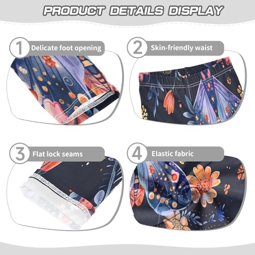 Toddler Girls Leggings Printed Yoga Pants Leggings Night Fly with Floral Ornamebt on Wings for Kids3