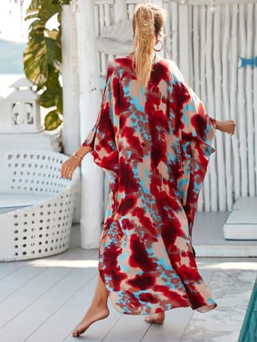 Image of sunforyou Kaftan Dresses for Women Stylish Caftans Plus Size Beach Cover up Soft Loungewear