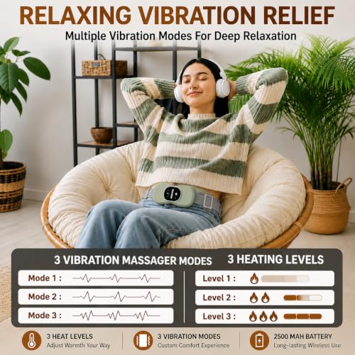Image of BRONTIX Menstrual Pain Relief Heating Pad | Electric Period Cramp Massager
