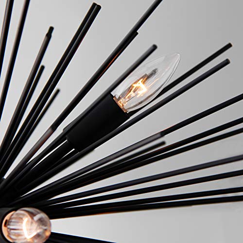 Gomunin Astra Sputnik Satellite Pendant Light 9-Light Black Chandelier Mid Century Starburst Chandelier For Living Room Bedroom Hallway Dining Room Kitchen Island, 23In Wide, Solid Metal 12Lb #TOP3