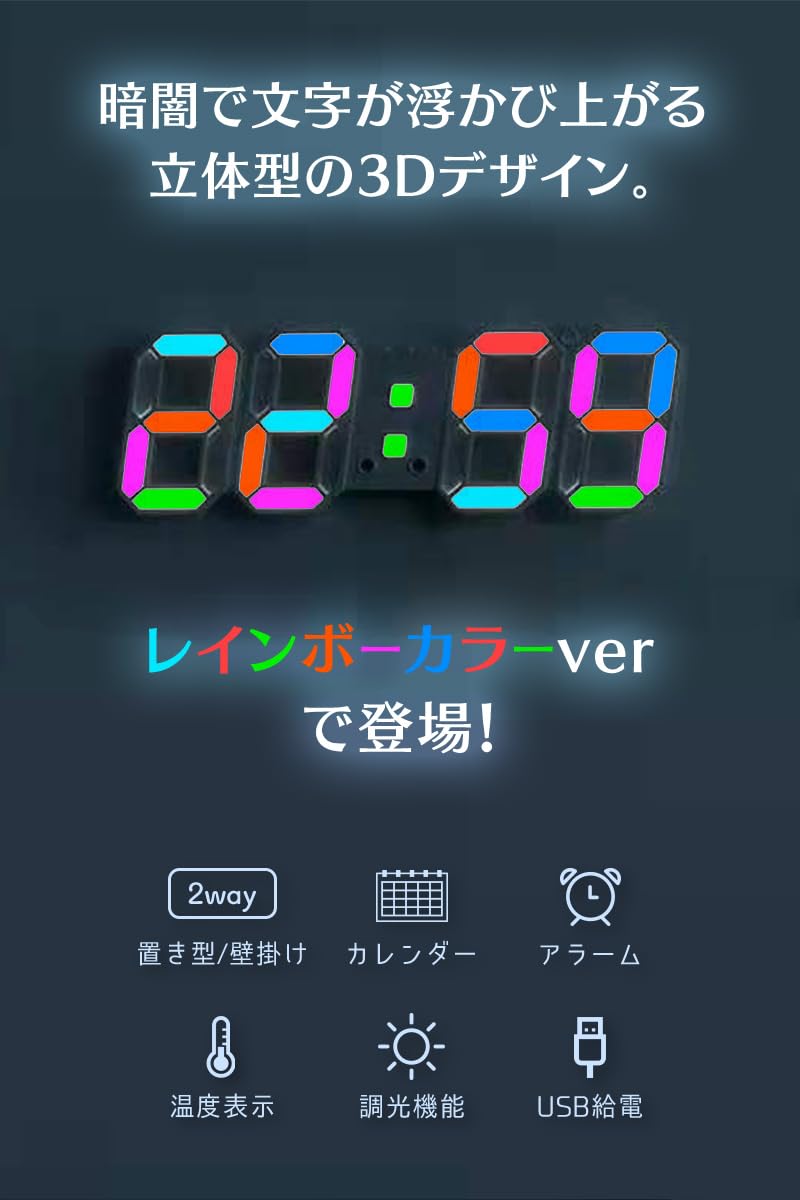 Amazon.co.jp: sezu 掛け時計 デジタル LED 時計 目覚まし 小型 壁掛け