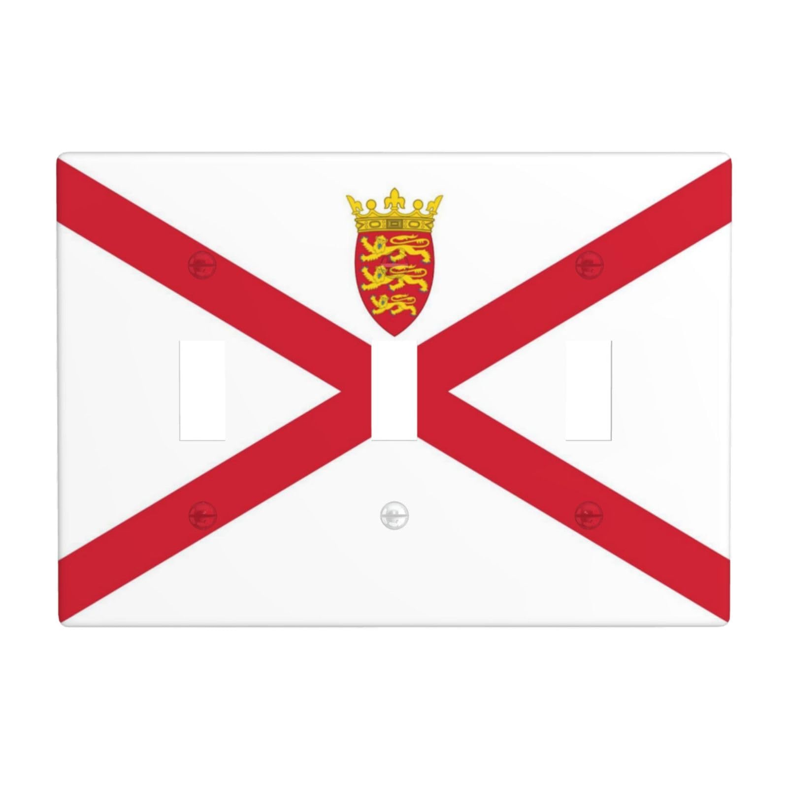 Flag of Jersey 3 Gang Switch Plate Cover-Unbreakable Polycarbonate Wall Plate, Heat Resistant Toggle Switch Decor for Home