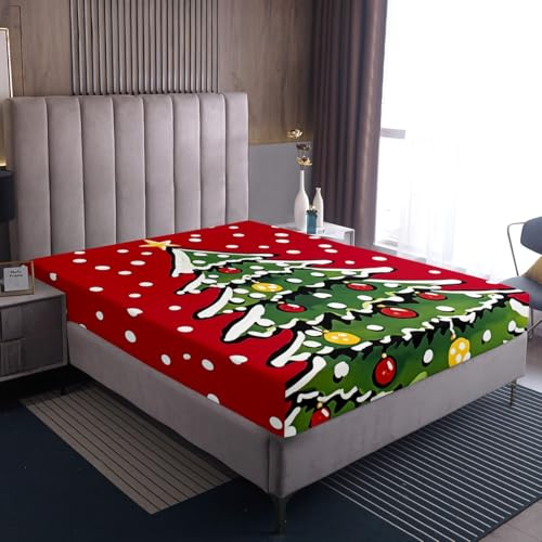 Homewish Weihnachtsbaum Spannbetttuch 140x200cm Weihnachtsdekoration...