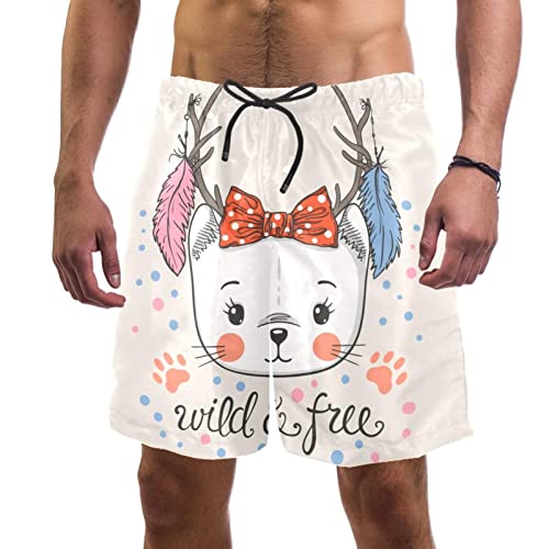 Maillots de bain pour hommes animaux chat short de plage léger respirant